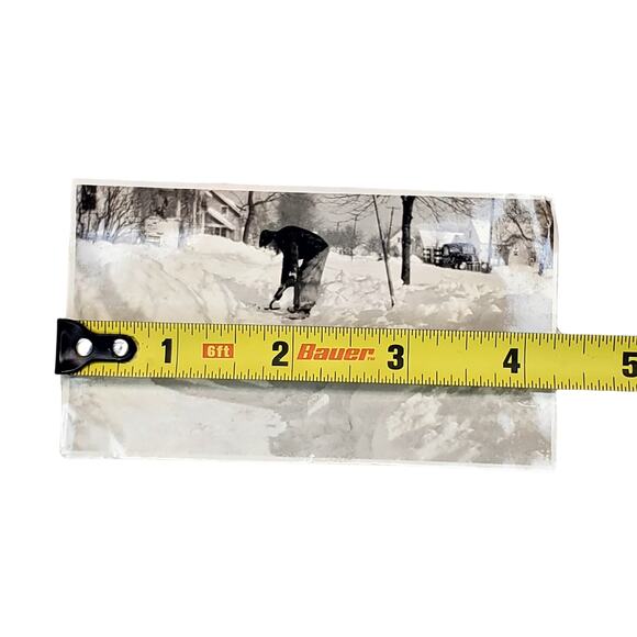 Vtg Man Shoveling Snow Original Monochrome Photography Found Snapshot - Picture 3 of 4